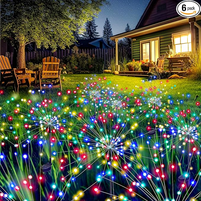 2-Pack Multicolor Solar Path Lights, Outdoor Driveway LED