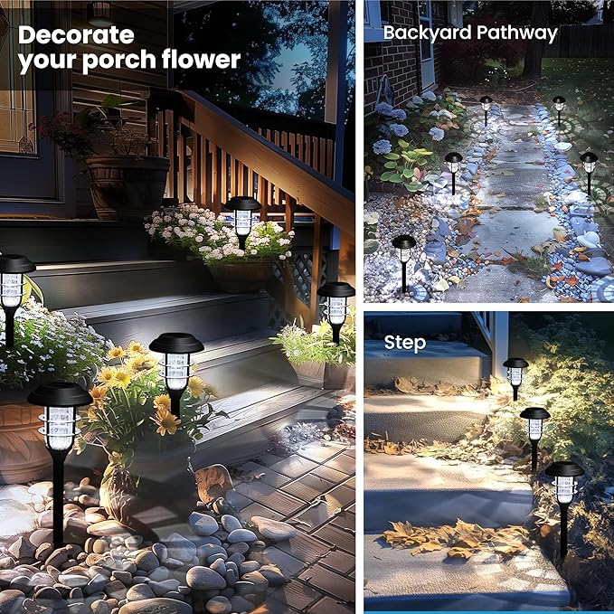 Cold White Solar Pathway Lights 12-Pack, Garden LED