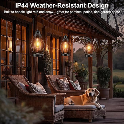 Rechargeable Outdoor Camping Lanterns 2Pack, Vintage Dimmable Hanging Outdoor Camping Lights with USB-C, Waterproof Table Lamps for Patio, Garden, Porch, Home Decorations