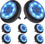 Solar Flat Disk Lights 8-Pack, Waterproof Landscape
