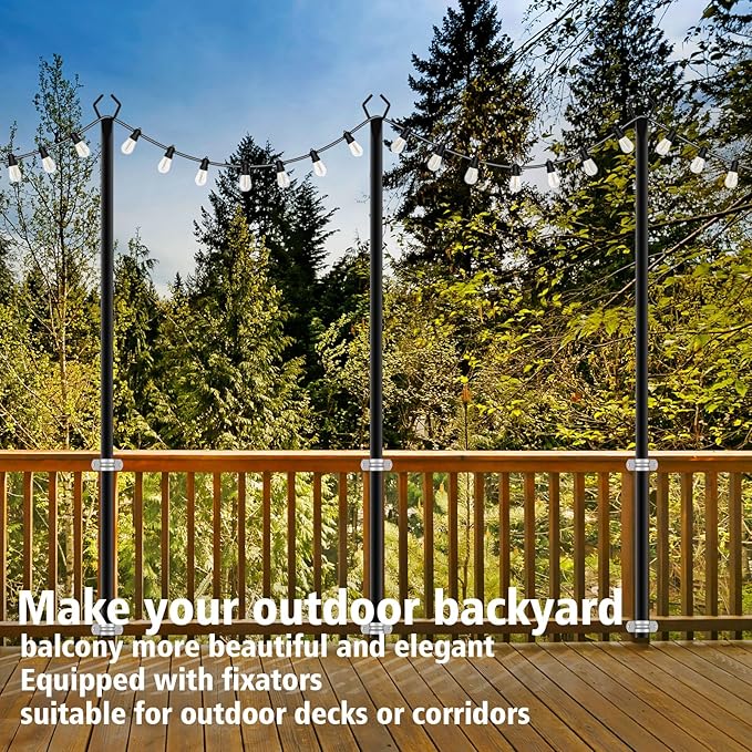 Heavy-Duty String Light Poles 2-Pack, 10ft Backyard