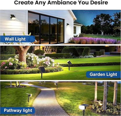 Solar Lights Outdoor Waterproof IP65, Super Bright LED,Cool Light 2 Lighting Modes Selectable, Solar Powered Yard Garden Solar Spot Lights for Outside Landscape Auto On/Off -8 Pack