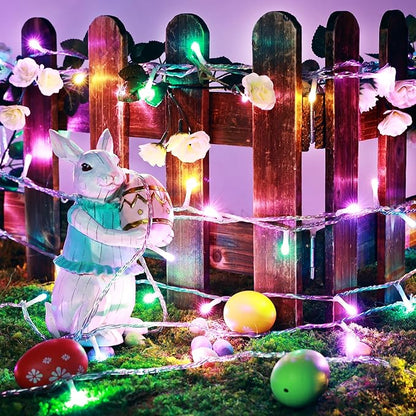 Lomotech Easter Lights Battery Operated - 2 Pack Total 33ft 100 LED Battery String Lights 8 Modes Waterproof with Timer for Home, Garden, Party, Holiday, Tree Decoration