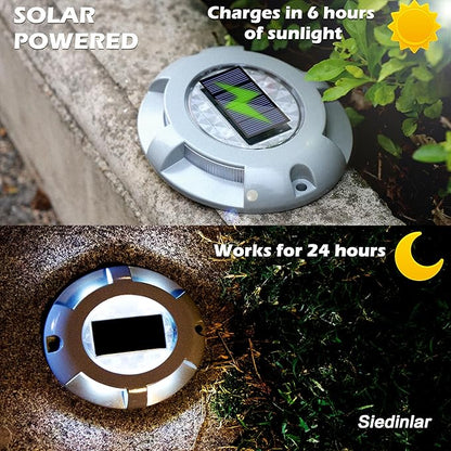 SIEDiNLAR Solar Deck Lights Dock Driveway Light LED Solar Powered Outdoor Waterproof Road Markers for Step Sidewalk Stair Garden Ground Pathway Yard 16 Pack (White)