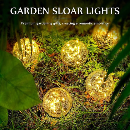 Honoson Solar Globe Lights Outdoor - Waterproof Cracked Glass Balls for Garden, Patio, Lawn & Yard, Warm White Solar LED Lights with Easy Installation & Durable Design(3.9 Inch,8 Pieces)