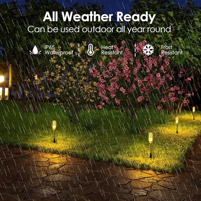 6-Pack IP65 Solar Landscape Lights for Walkway