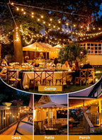 Brightown 58ft Solar String Lights, 26 Shatterproof LED Bulbs with Remote Control, Outdoor Patio & Cafe Lights