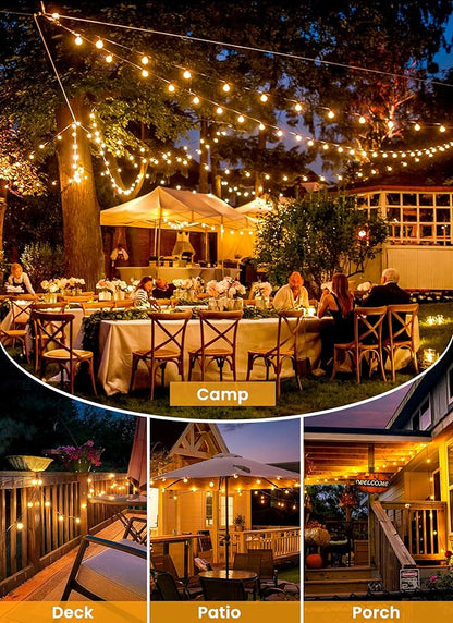 Brightown 75ft Solar String Lights, 36 Shatterproof LED Bulbs with Remote Control, Outdoor Patio & Cafe Lights