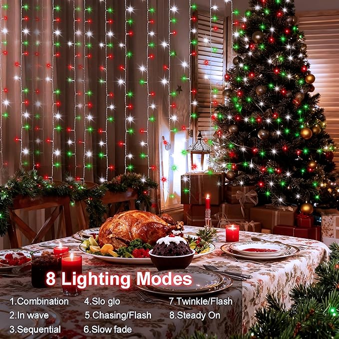 Christmas Porch String Lights, 8ft 300 LED Waterproof