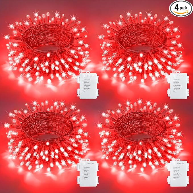 Christmas Backyard String Lights 4-Pack, 5ft 50 LED Waterproof