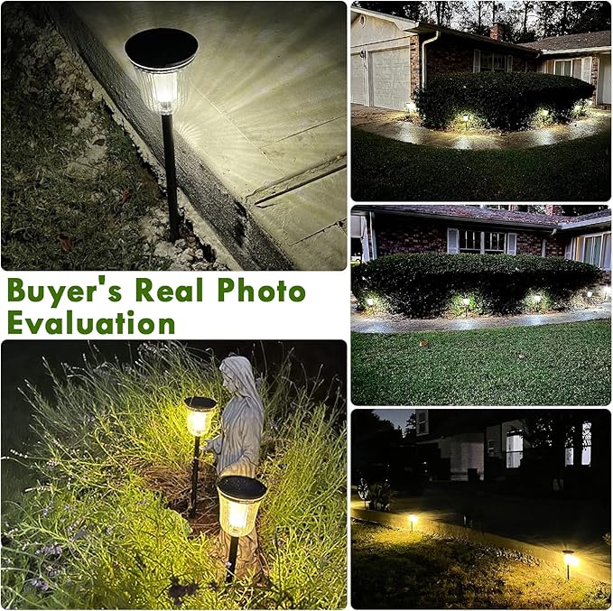2-Pack Warm White Solar Path Lights, Outdoor Driveway LED