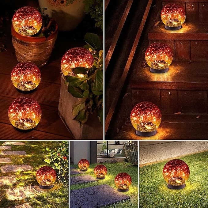 4-Pack Solar Pathway Lights, Waterproof LED Garden Lights