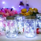 Mason Jar Lid Fairy Lights 12-Pack, Solar Party LED