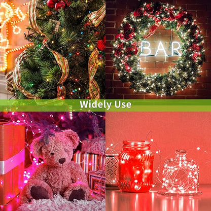 2 Pack Solar Fairy Lights Outdoor, 33 Feet 100 LEDs 8 Modes String Lights for Outside, Waterproof Solar Outdoor Light for Patio Yard Christmas Tree Halloween Wedding Party Decorations, Green