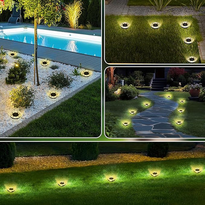 INCX Solar Ground Lights,16 Pack Solar Lights Outdoor Waterproof, Solar Garden Lights Landscape Lighting for Patio Pathway Lawn Yard Deck Driveway Walkway, Warm White