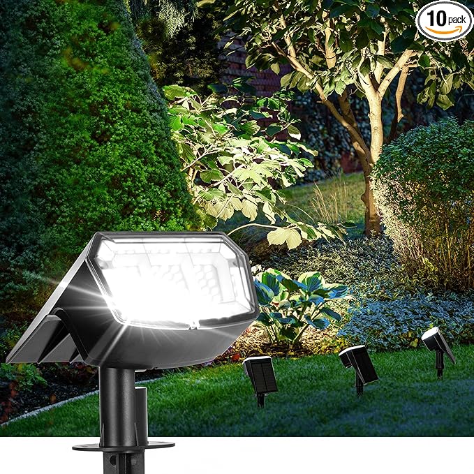 Solar Landscape Spotlights 10-Pack, LED