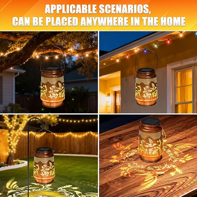 1 Pack Hummingbird Solar Lantern - Outdoor Decorative Solar Lanterns for Garden, Patio and Porch - Waterproof Hanging Lantern for Outside - Perfect Gifts for Women