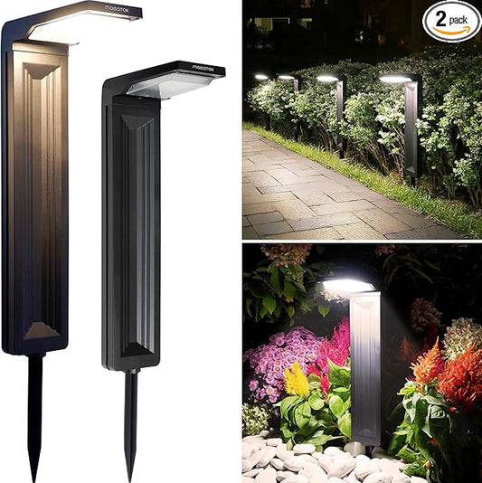 Warm White Solar Pathway Lights 2 Pack - Ultra Bright Waterproof Outdoor LED Lights for Garden, Walkway & Patio - 2 Brightness Modes - Solar Powered Yard Lighting