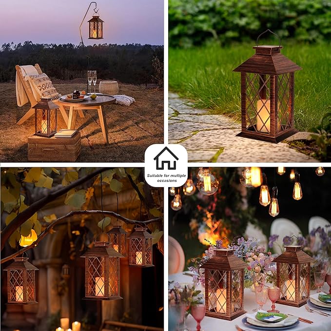 Courtyard Solar Hanging Lanterns, Classic Backyard Decor