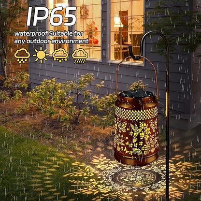 KY&BOSAM Solar Lanterns Outdoor Waterproof Hummingbird & Butterfly Lantern Garden Decor Birthday Gift for Women Mom Metal Hanging Solar Light LED Decorative for Patio Yard Lawn Backyard Front Porch