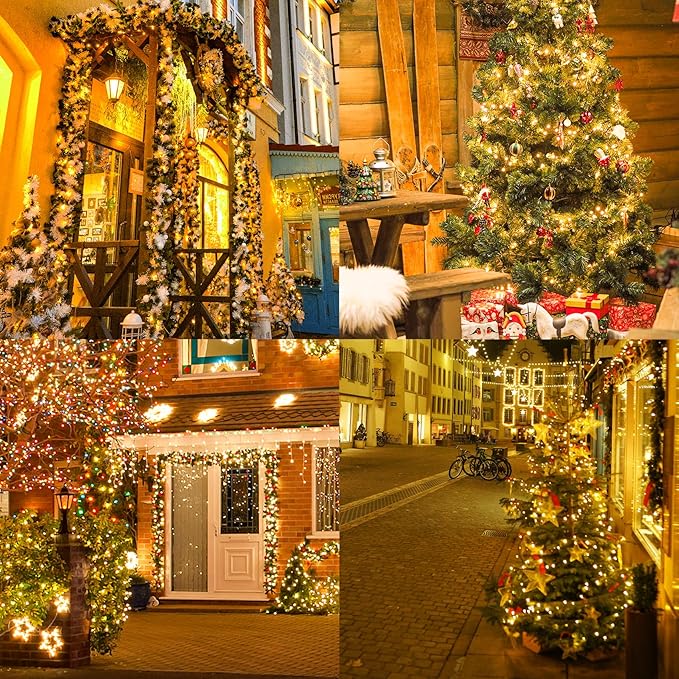 2 Pack Solar Fairy Lights Outdoor, 33 Feet 100 LEDs 8 Modes String Lights for Outside, Waterproof Solar Outdoor Light for Patio Yard Christmas Tree Halloween Wedding Party Decorations, Warm White