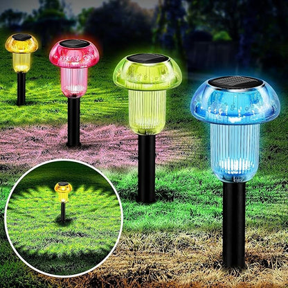 Easter Solar Pathway Lights Outdoor Decorative 4 Pack, 4 color LED Mushroom Solar Lights Outdoor Waterproof Solar Powered Decor for Yard Driveway Patio, Valentines Day Halloween Christmas Garden Decor