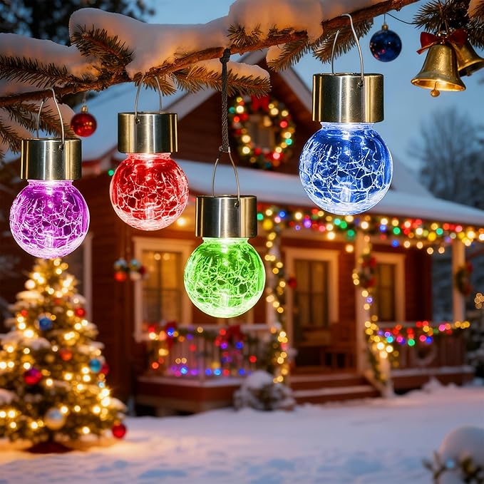 SOLPEX 12 Pack Solar Outdoor Lights Decorative, Hanging Christmas Decoration Solar Light Outdoor Solar Powered Waterproof Lights, Hanging Globe Light for Garden, Yard, Patio, Lawn(Color Changing)