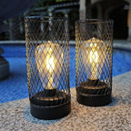 2-Pack Rustic Backyard Solar Lanterns for Backyard, Waterproof LED