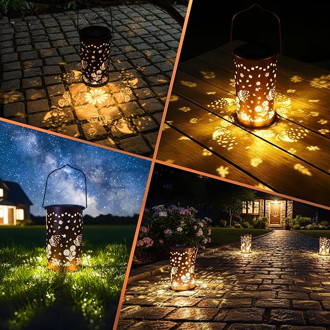FLAGWIX Butterfly Gifts for Women Men - Solar Lanterns Outdoor Waterproof, Garden Decor for Outside - Motivational Mothers Day Birthday Gifts for Mom Grandma, Decorative Lantern for Garden Yard Patio