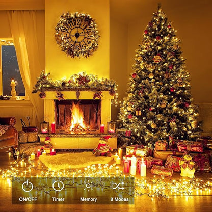 4-Pack 160ft Christmas LED String Lights, Waterproof Timer Lights