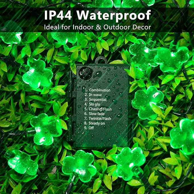 8ft Green String Lights for Patio, Waterproof LED