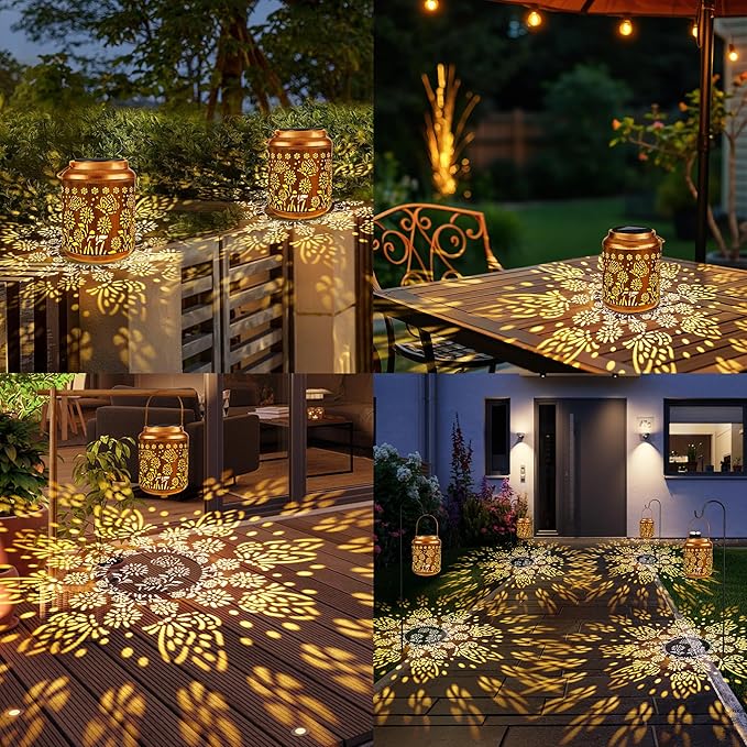 Solar Butterfly Lanterns 2-Pack, Backyard Hanging LED Decor