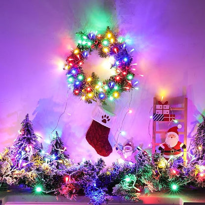 Lomotech Battery Operated Christmas Lights - 4 Pack Total 66ft 200LEDs String Lights 8 Modes Waterproof with Timer for Home, Garden, Party, Holiday, Tree Decoration (Clear Wire, Multicolor)
