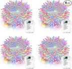4-Pack Christmas String Lights, 66ft 200 LED Waterproof Twinkle Lights