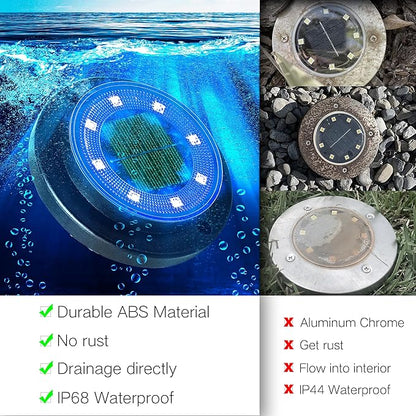 Flacchi Solar Ground Lights - Solar Powered Lights Outdoor Solar Disk Light Waterproof Landscape Light for Patio Yard Pathway Walkway Driveway Christmas (Multi-Colored, 12 Pack)