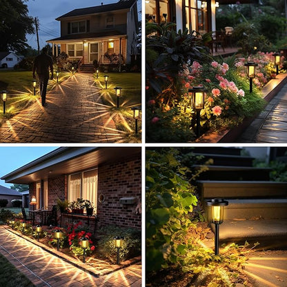 GIGALUMI Solar Pathway Lights, 3 Pack Garden Solar Outdoor Lights, IP65 Waterproof Landscape Lighting for Yard and Walkway, Solar Powered Garden Decor for Outside Patio Porch, Warm White