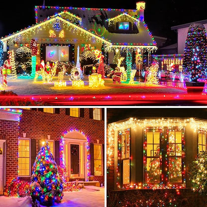 KOUQIYA Battery Operated Christmas Lights, 33ft 100 LED Battery Operated String Lights with Auto-Timer 8 Modes Waterproof String Lights for Xmas Outdoor Indoor Garden Party Decor, Multicolor