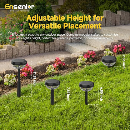 Ensenior 10-Pack Solar Lights Outdoor, Auto ON/Off 6500K LED Solar Garden Lights for Pathway, Yard, Patio, Walkway, Flower Bed, Halloween Christmas Landscape Lighting, IP65 Waterproof, Flag Lights