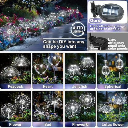 Anordsem Solar Garden Lights Outdoor: Fireworks Light Waterproof for Yard Outside - LED Starburst White Lighting Patio Path Decor 6 Pack - Gardening Gifts for Women Mom Homeowner