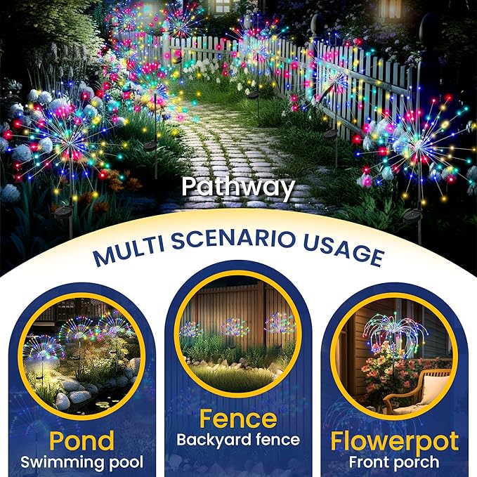 8-Pack Solar Pathway Lights, Waterproof LED Walkway Lights