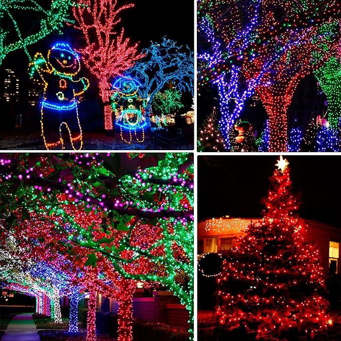 Dazzle Bright Fairy Lights Battery Operated, 2 Pack Total 40FT 120LED Silver Wire Waterproof Battery Operated String Lights, Christmas Decorations for Indoor Outdoor Bedroom Yard Decor, Red