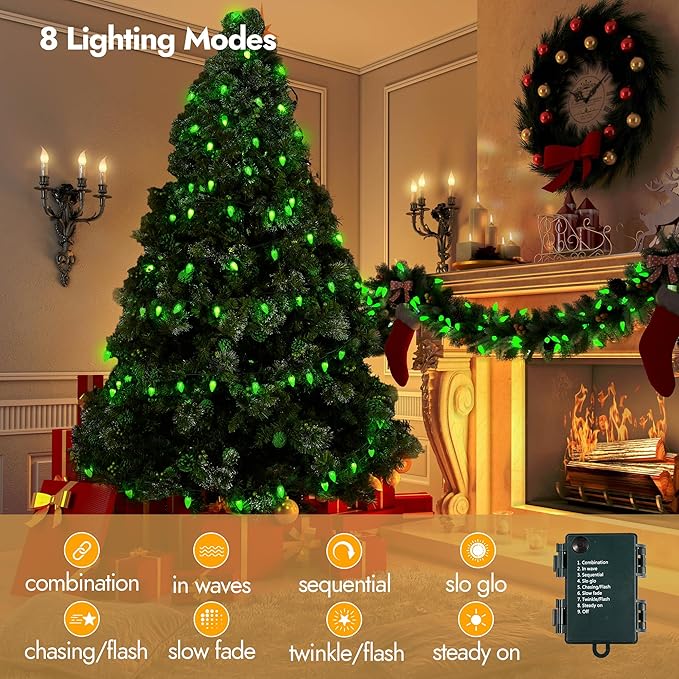20ft Christmas LED String Lights, Waterproof Timer Lights