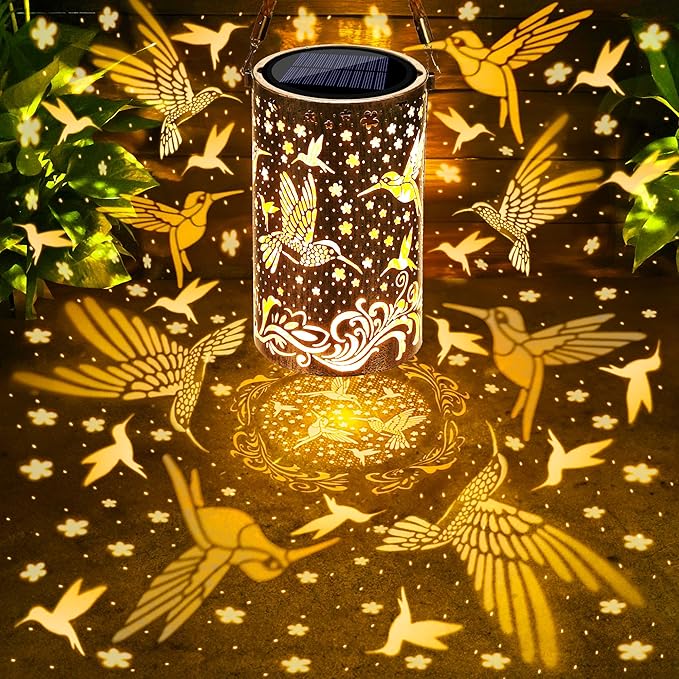 Solar Hummingbird Lanterns, Yard Hanging LED Decor