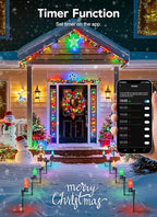 Smart App-Controlled C9 Christmas Lights Outdoor, 66ft 100 Bulb Pathway Lights with Stakes, Multicolor