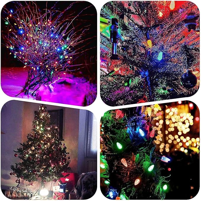 Christmas Yard String Lights 2-Pack, 18ft 50 LED Waterproof