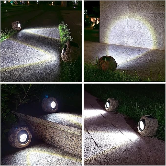 Solar Garden Lights Outdoor Super Bright Solar Rock Spot ligths Outdoor 2 Pack Led Landscape Lighting for Pathway Lawn Patio Porch Yard Walkway