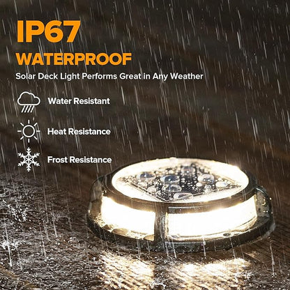 LUTEC 2 Pack Solar Deck Lights, 12 LEDs IP65 Waterproof Solar, Outdoor Driveway Marker Lights for Step, Sidewalk, Pathway, Patio, Garden(Warm White)