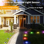 12-Pack Solar Ground Disk Lights, Multicolor Waterproof LED
