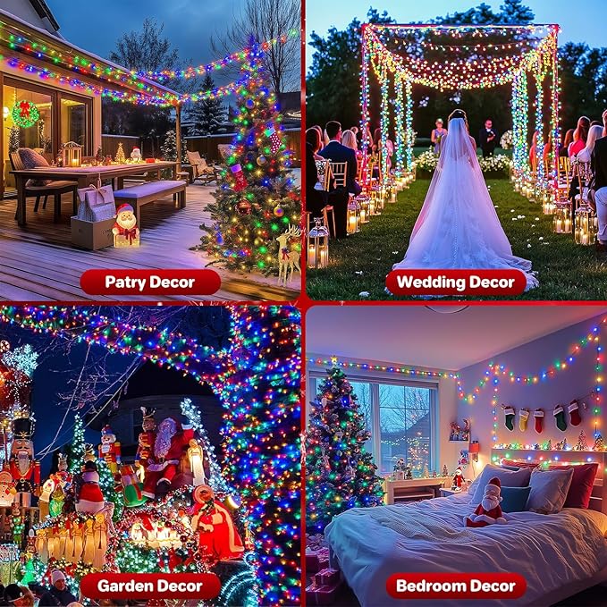 Christmas Patio String Lights, 66ft 200 LED Waterproof