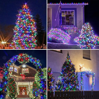 Twinkle Star Christmas Fairy Lights Battery Operated, 33ft 100 LED Waterproof Silver Wire String Light, Remote Control & 8 Modes Indoor Outdoor Xmas Tree Wedding Party Decorations, Multicolor, 1 Pack